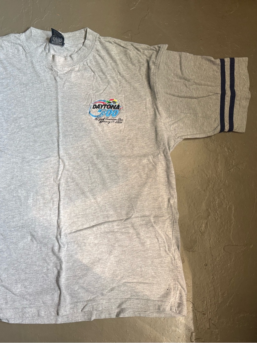 Vintage Daytona 500 Embroidered Tee - Men’s XL - Grey Racing Shirt, Cotton Blend